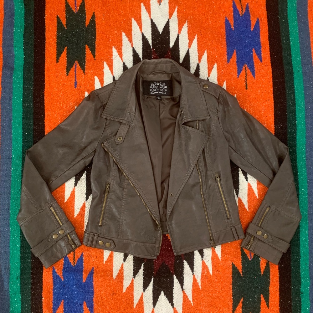 Blanc Noir Faux Leather Jacket Size M